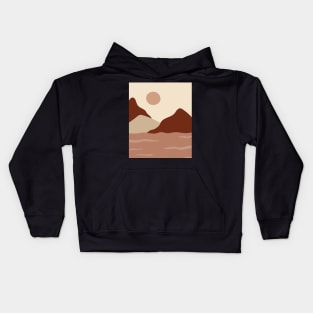 Boho Abstract Artl Landscape Sunset Mountains Design Kids Hoodie